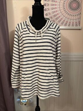 Style & Co Sport Striped Knit Cowlneck